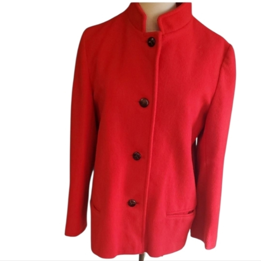Vtg Coatique Red Wool Women's Pea Coat Jacket - Picture 13 of 13